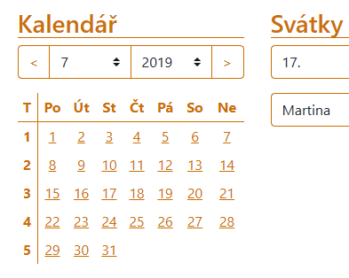 Kalendář svátků