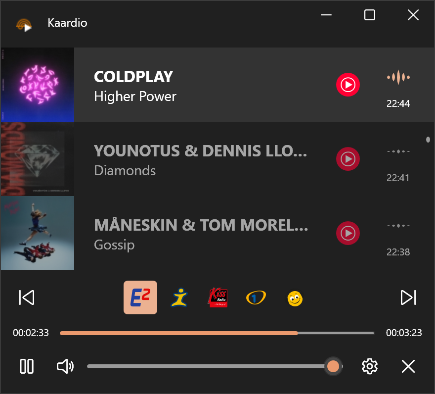 Screenshot hlavního okna Kaardio