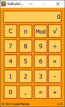 Screenshot rozhraní kalkulačky