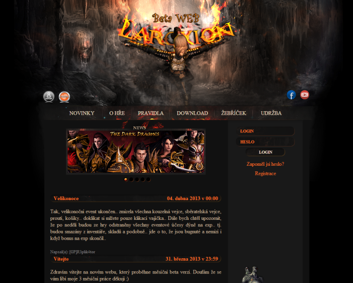 Screenshot webu MT2.Laroxion.cz