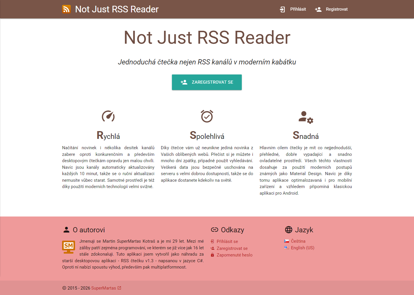 Screenshot čtečky Not Just RSS Reader