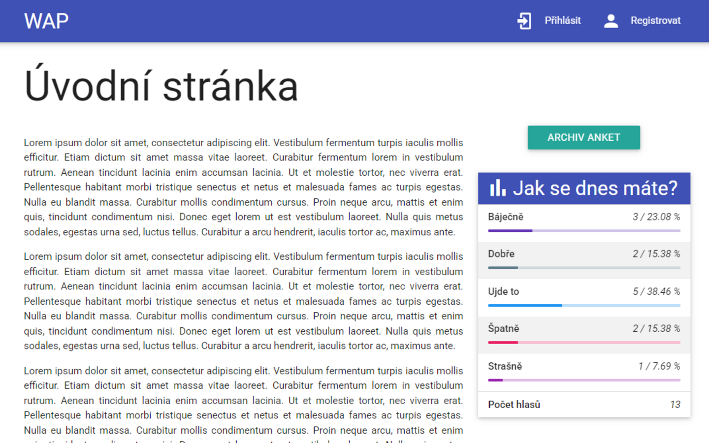 Screenshot webu Ankety a křičítko