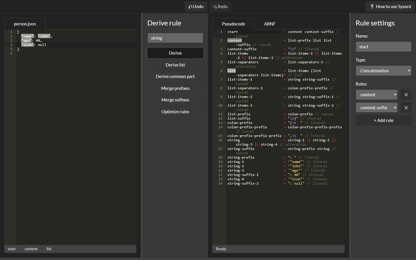 Screenshot aplikace Syxard
